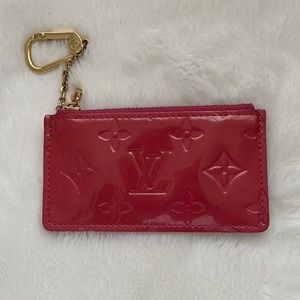 LOUIS VUITTON Monogram Vernis Pochette Cles Coin Purse pink